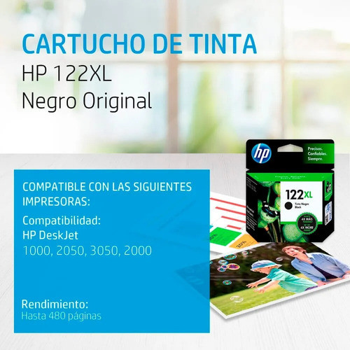 Hp Ch563hl (122) Xl Negro - Desk Jet 2050 3000 1000 1