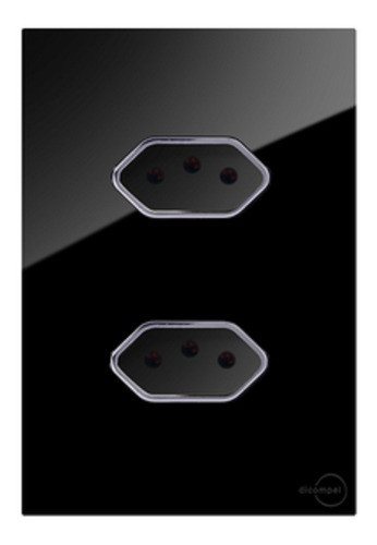 Tomada Dupla 10a Horizontal Novara Glass Preto C/ Cromado 0