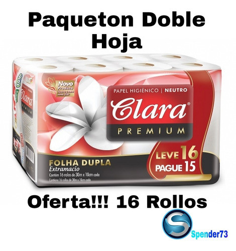 Papel Higiénico. Ph Clara Doble Hoja. Paqueton 1