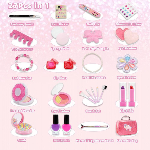 ~? Kit De Maquillaje Para Niños Para Niñas, 27 Pc Makeup Set 1