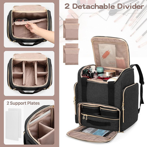 Luxja Mochila De Maquillaje Con 3 Estuches Extraíbles Y 1 Bo 1