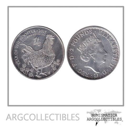 Inglaterra Moneda 2 Pounds 2017 Plata 999 1 Onza Unc 0