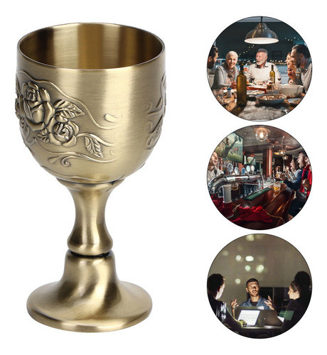 Taça Europeia De Vinho Vintage Metal Tinto Wine Goblet Art C 1