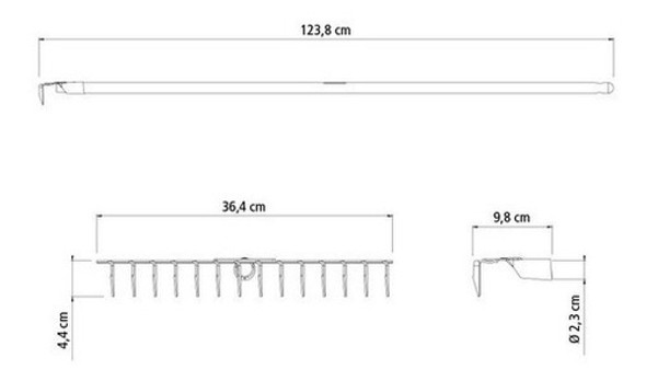 Rastrillo 14 Dientes Mango De Madera 120 Cm Tramontina LG 1