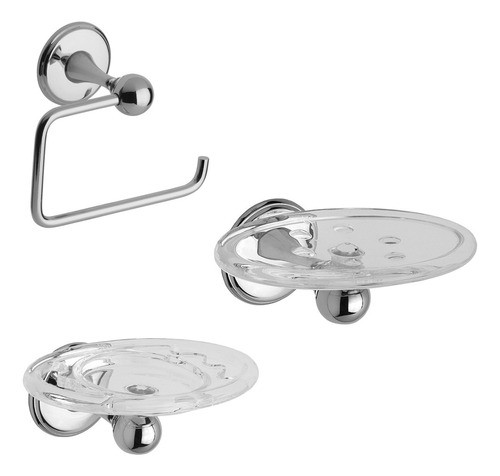 Kit Accesorios Fv Baño Jabonera Porta Rollo Cepillo Mikka 0