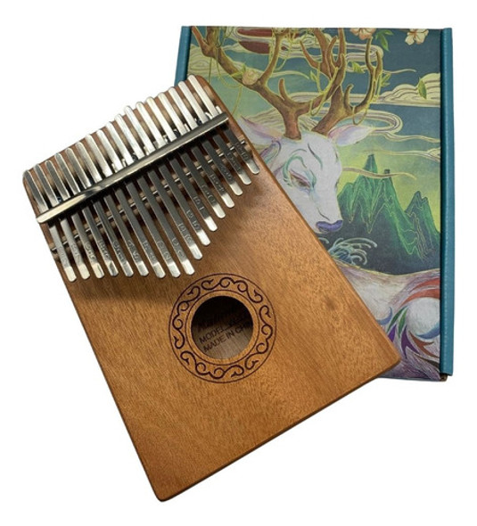 17 Chaves Kalimba Africano Sólido Mogno Polegar Dedo Piano 0