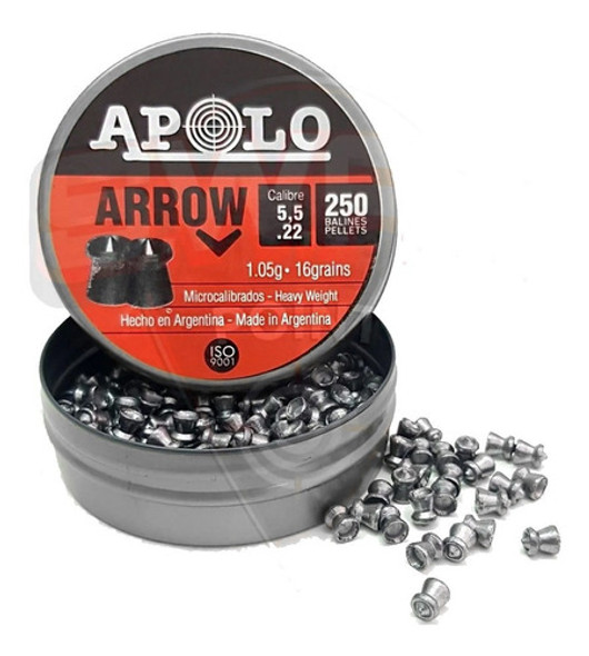 Balines Apolo Arrow 5.5 X250u - Punta Hueca - Combo X5 0 Balines Apolo Arrow 5.5 X250u - Punta Hueca - Combo X5 0