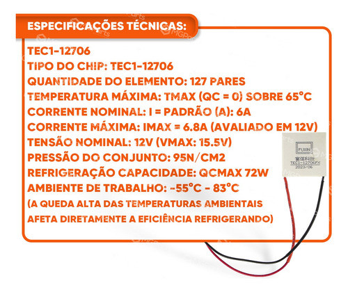 Celula Peltier Compativel Adega Electrolux 12v Tec1-12706 1