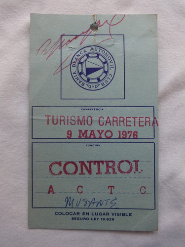 Carrera 1976 Entrada Turismo Carretera Actc Club Bahia Blanc 0