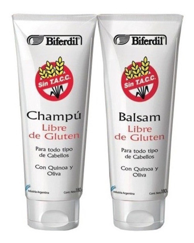 Biferdil Shampoo + Balsam Libre Gluten Apto Celiacos X180g 0