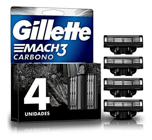 Repuesto Máquina Afeitar Gillette Mach3 Carbono 3 Hojas X4 1