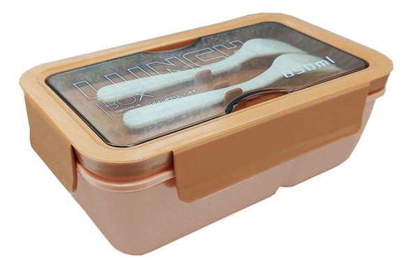 Marmiteira Lunch Box C/ Colher E Garfo Divisória 850ml 0