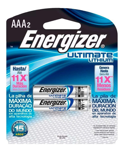 Pila De Litio Energizer Aaa Blister Parax2 Alto Consumo 0