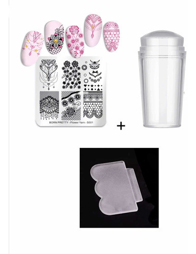 1 Carimbo Para Decorar Unha Ponta Silicone E Placa De Brinde 0