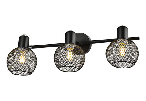 Spot Pared Vintage 3 Luces Tipo Malla Negro 3xe27 0