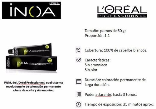 L'oreal Inoa S/amoni X60g -nº5,12 Castaño Claro Ceniza Iris 1