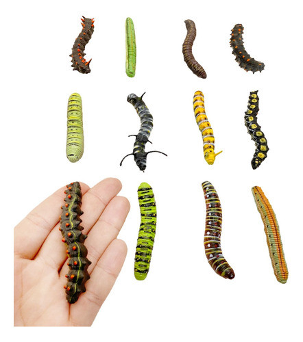 Insectos Orugas Larvas Gusanos Cienpies Bichos Plastico X 12 0