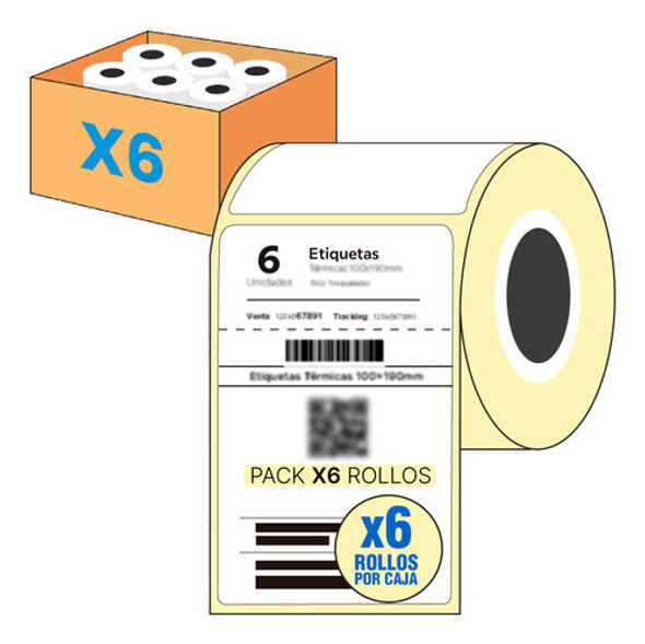 Etiquetas Mercado Libre 100 X 190mm Pc42 Honeywell -6 Rollos 0