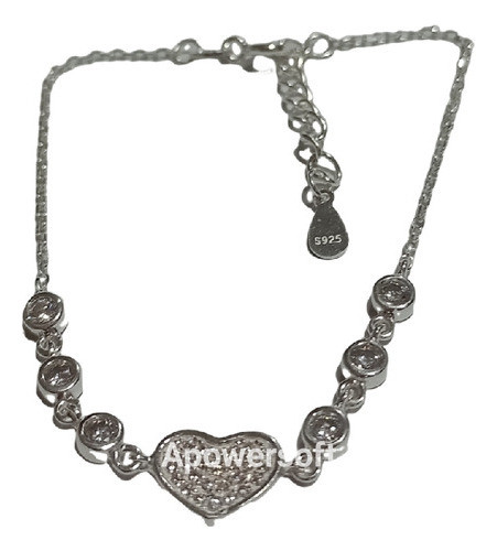 Delicada Pulsera De Plata 925 Cubics Zirconia Modelo Coraz 0