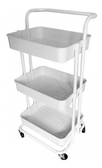 Carro Auxiliar 3 Estantes Carrito Mesa Minibar Blanco 0