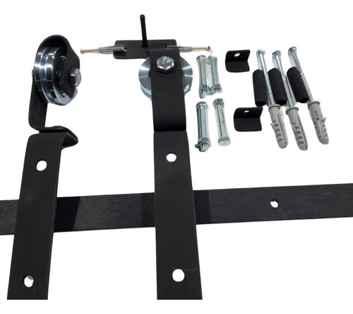 Kit De Herrajes Tipo Granero Para Puerta Plegable Riel 1.20m 0