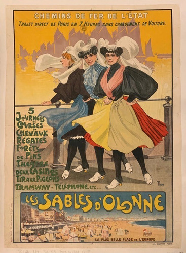 Trajes Típicos Les Sables Francia En 1940 - Lámina 45x30 Cm. 0