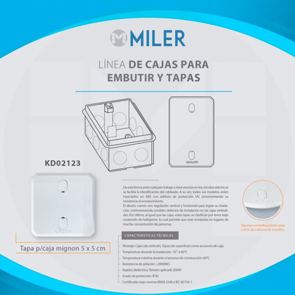 Tapa Para Caja Mignon Kalop 5x5cm Blanca Pack X 5 1