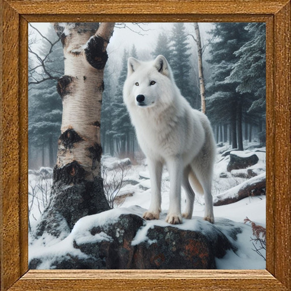 Cuadro Arte Digital Lobo Blanco_v4 50x50cm Pieza Única 0