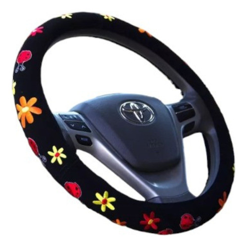Oferta! Cubre Volante Super Delicado Negro Con Flores 0