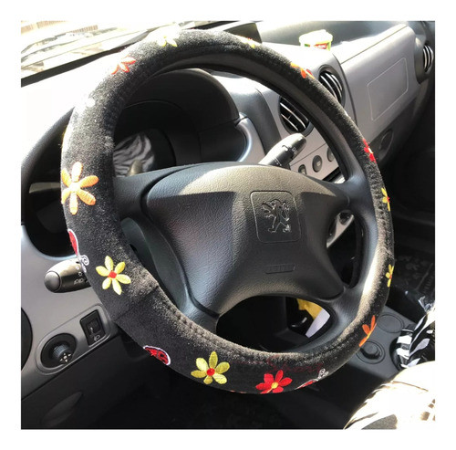 Oferta! Cubre Volante Super Delicado Negro Con Flores 1
