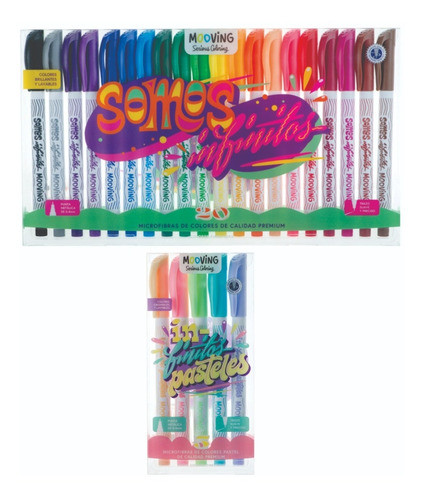Kit Set 25 Mooving Microfibras Colores Clasica Pasteles 0