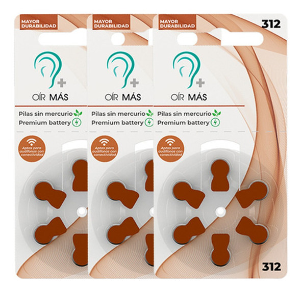 Pilas Nº312 Oír+ Pack Por 3 Blíster - Mejor Precio!! 0