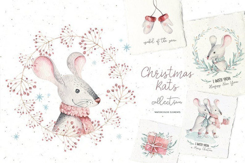 Cliparts Png Ratones Navidad  Acuarela Watercolor Pa11 0