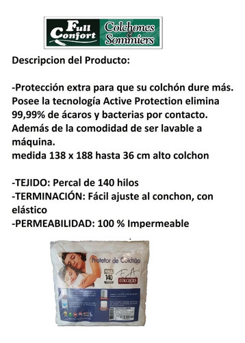 Protector Colchon Capioneado Impermeable 2 En 1 De 2 Plazas 1