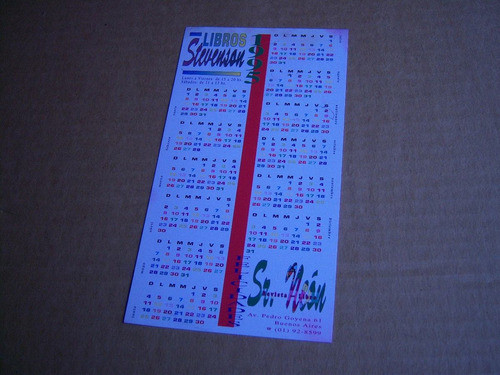 Calendario 1995 De La Librería Stevenson . Revista Sr Neón 0