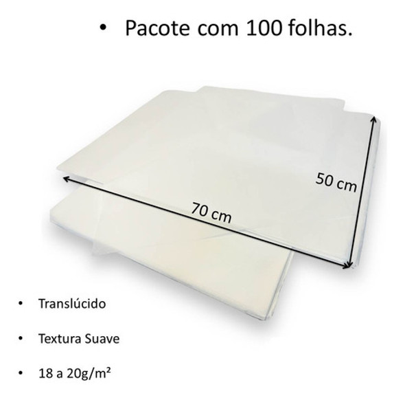 Folha Papel De Seda P/ Pipa Presente 50x70 C/ 100 Folhas 1