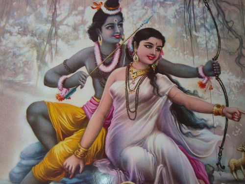 Pôster Gravura Imagem Papel Divindade Hindu Krishna E Rada 1