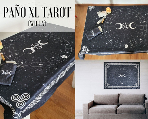 Paño Xl/mantel Tarot (rueda Astrológica) + Bolsa - Wicca 0