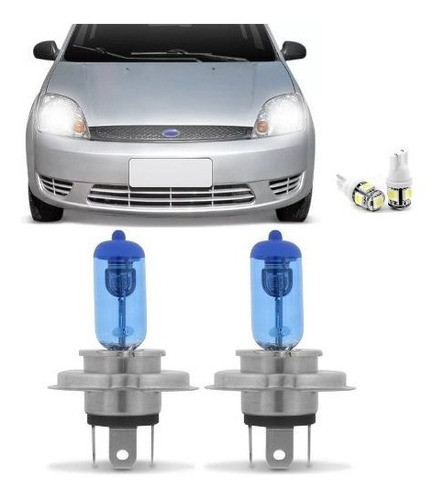Kit Lampadas Farol Fiesta 2003 2004 2005 2006 Super Brancas 0