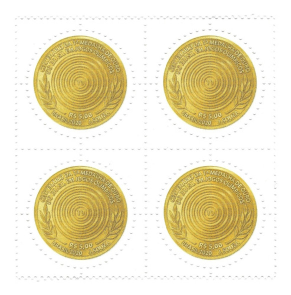 Quadra Selo 3961 Medalha De Ouro Olímpica 100 Anos 0