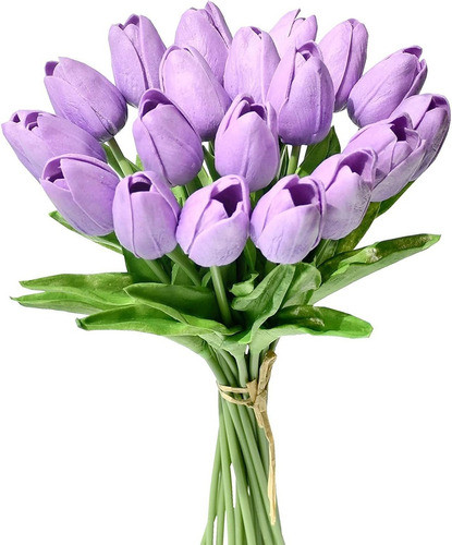 20 Tulipanes, Flores Artificiales Mandys - Lila. 0