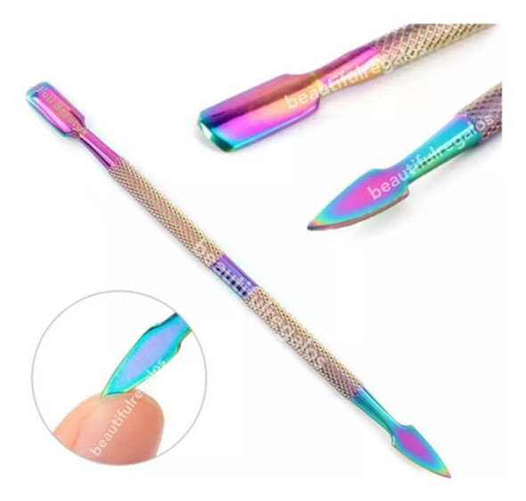 Repujador De Cuticulas Uñas Doble Punta Tornasolado 0