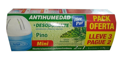 Antihumedad Aire Pur Desodorante 3 X 2 Abosorbe Humedad 3x2 1