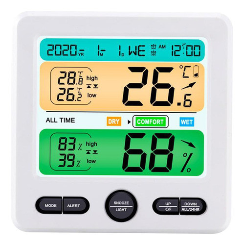 Medidor Digital De Umidade Residencial Termômetro Branco 0