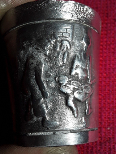 Antiguo Pequeño Vasito De Peltre Real Labrado. 0