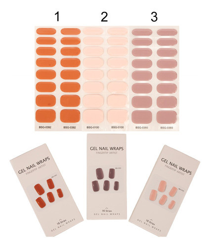 Sticker De Gel X 16 Unidades Nail Strips Para Cabinas Uv Led 1