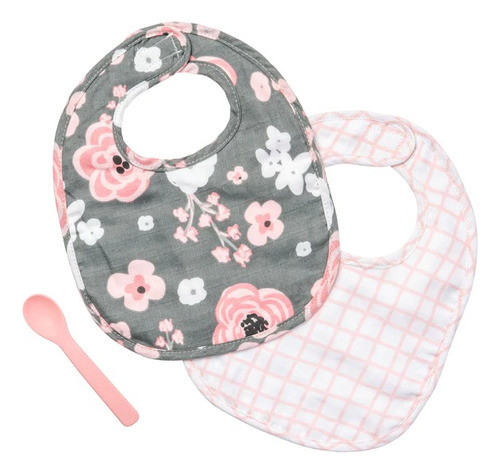 Set 2 Baberos De Muselina + Cuchara Silicona Stephen Joseph 0