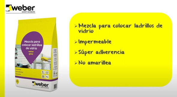 Pegamento Para Ladrillos De Vidrio Weber Glass 25kg Blanco 1