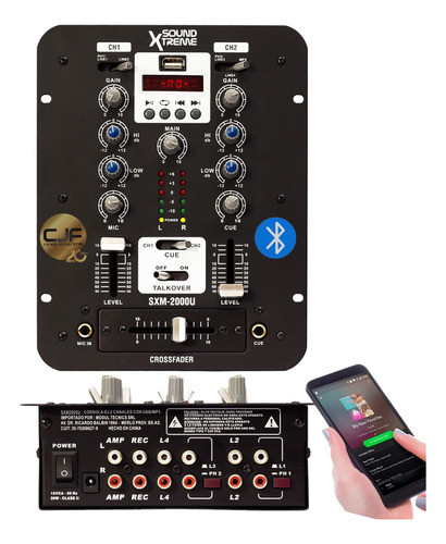 Consola Mixer Dj Soundxtreme Sxm 2000u Usb Bluetooth Cjf 0
