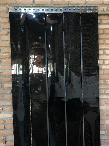 Cortina Pvc 0,60 Largura X 2,10 Altura Preto Com Trilho 1